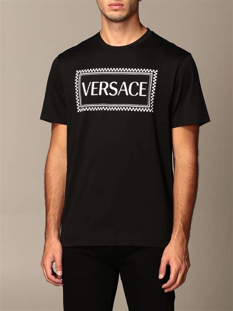 t-shirt versace nera semplice|All Shirts .